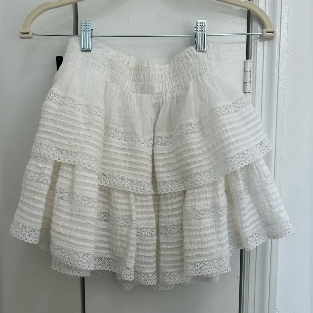 AERIE - Tiered Ruffle White Mini Skirt